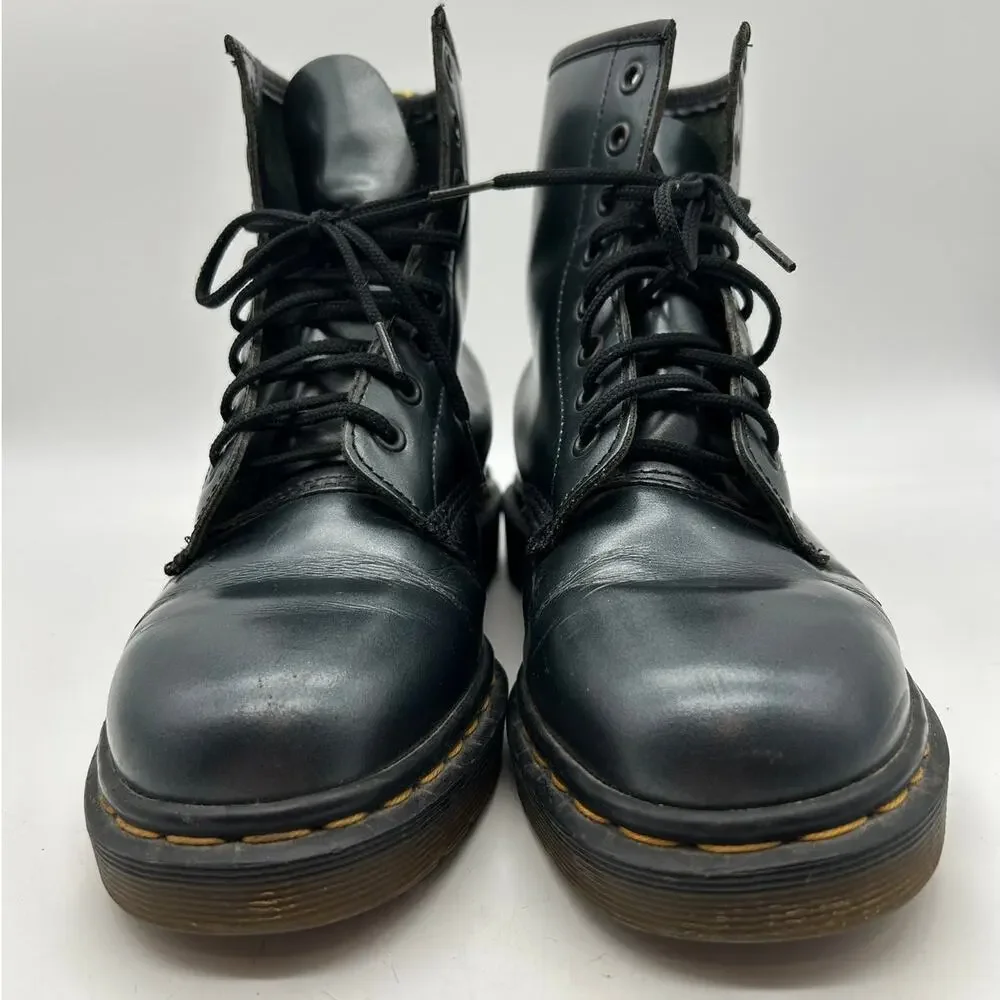 Vintage Dr. Martens 8-Eye Metallic Leather Ankle Boots Size 9 Made in England